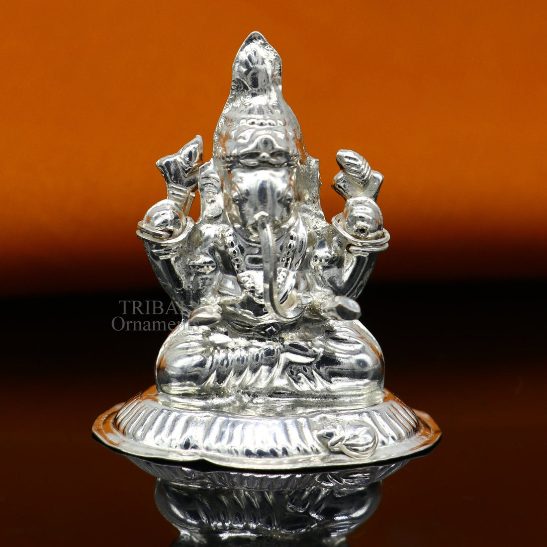 Lord Ganesha divine statue, fabulous Sterling silver ganesha statue figurine for home temple diwali puja article utensils art493 - TRIBAL ORNAMENTS