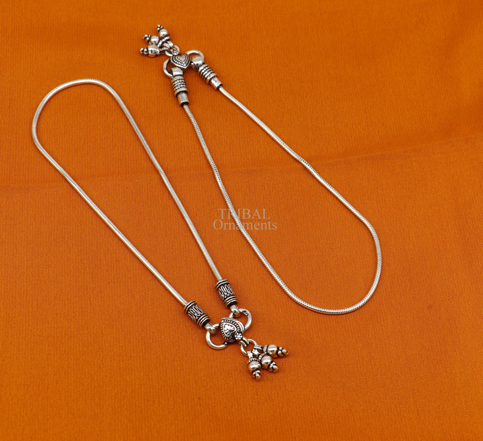10.5"Handmade snake chain 925 sterling silver ankle bracelet, silver anklets, foot bracelet amazing belly dance jewelry gift her nank460 - TRIBAL ORNAMENTS