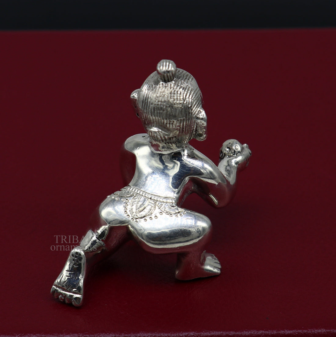 925 sterling Solid silver handmade idol divine Krishna, Ladu Gopal, crawling Krishna small statue sculpture home temple puja art art494 - TRIBAL ORNAMENTS