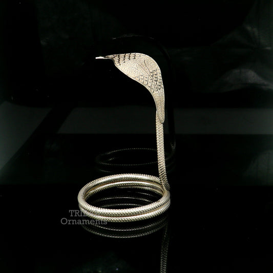 4" Shiva Snake Solid silver handmade Divine vintage style mini snake or shiva snake for puja or worshipping, solid Diwali puja article su741 - TRIBAL ORNAMENTS
