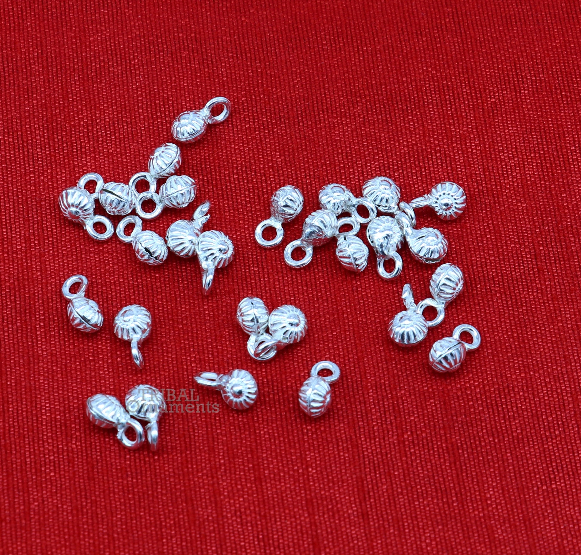 6 mm tiny hanging jingling bells lot 20 pieces 925 sterling silver fabulous beads or hanging drops for custom jewelry making lose beads bd20 - TRIBAL ORNAMENTS