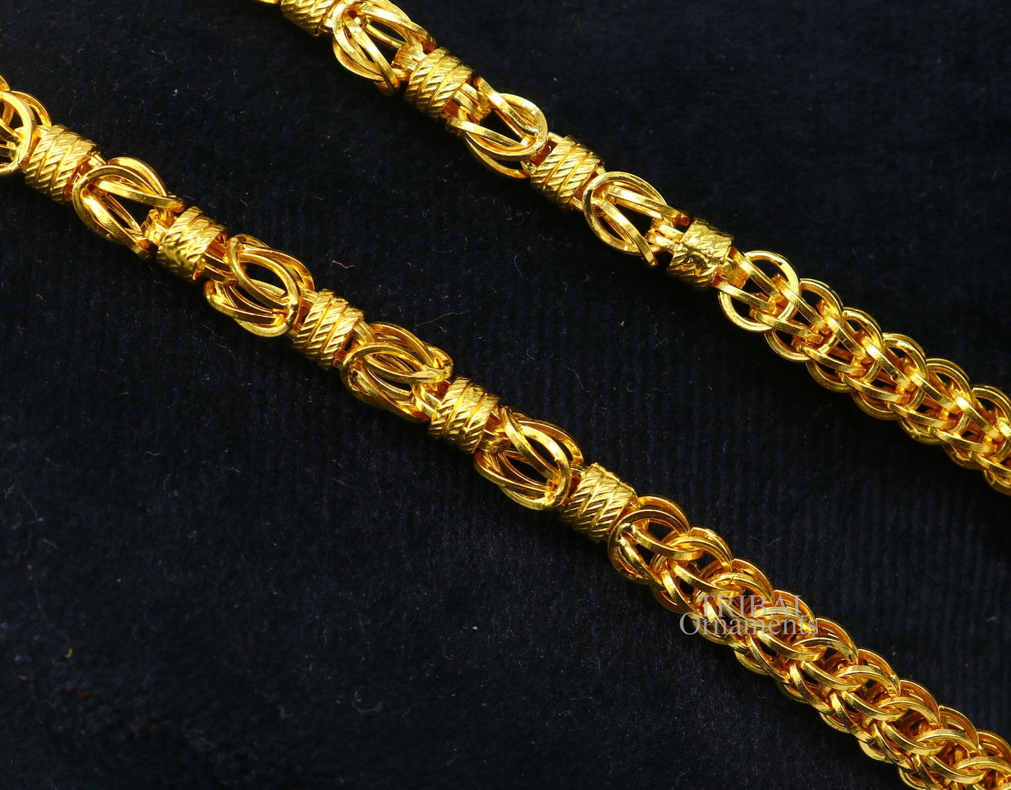 22kt yellow gold handmade customized design stylish byzantine chain necklace, best gifting unisex chain, hallmarked chain necklace ch549 - TRIBAL ORNAMENTS