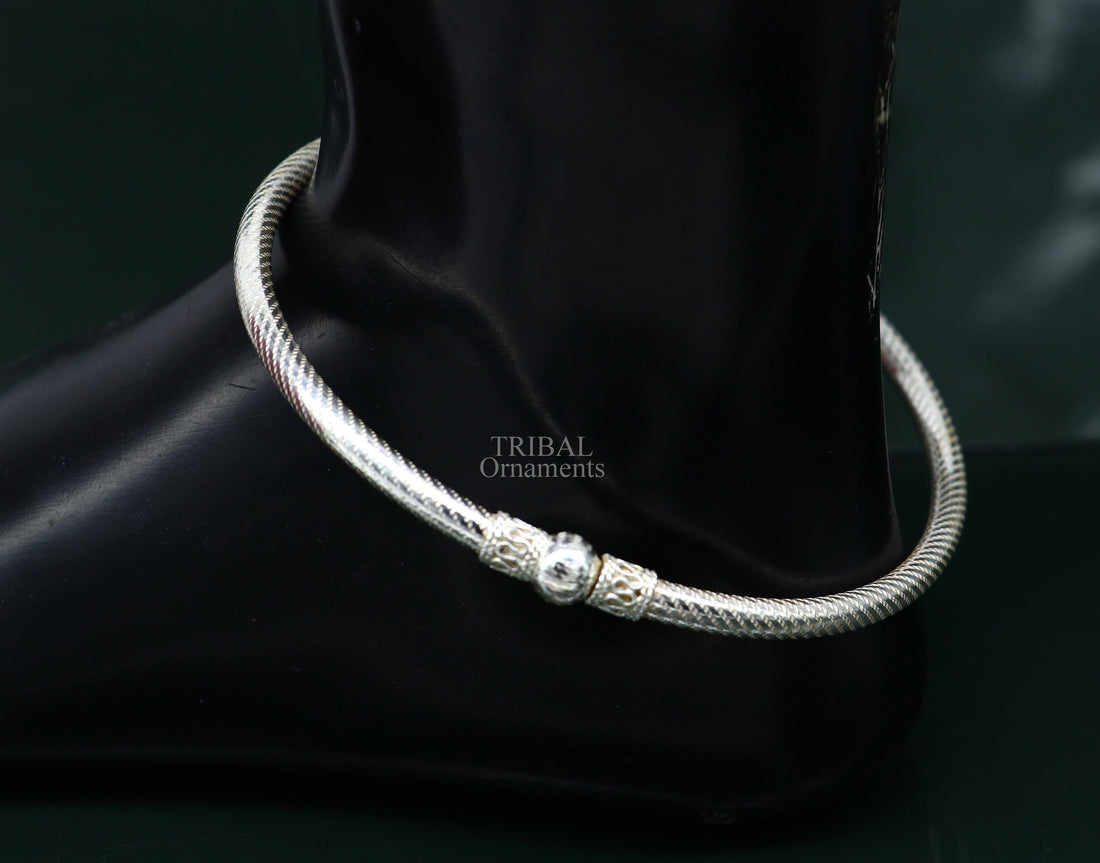 Handmade design sterling silver ankle kada bracelet, amazing single ball design ethnic ankle jewelry best nsfk96 - TRIBAL ORNAMENTS
