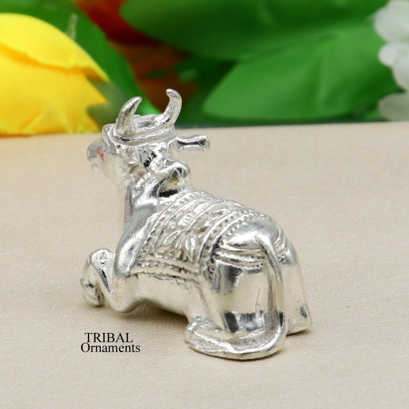 Lord Shiva Vahan Nandi Maharaj solid 925 sterling silver handmade small article for puja, best gift for lord Shiva, divine statue art499 - TRIBAL ORNAMENTS