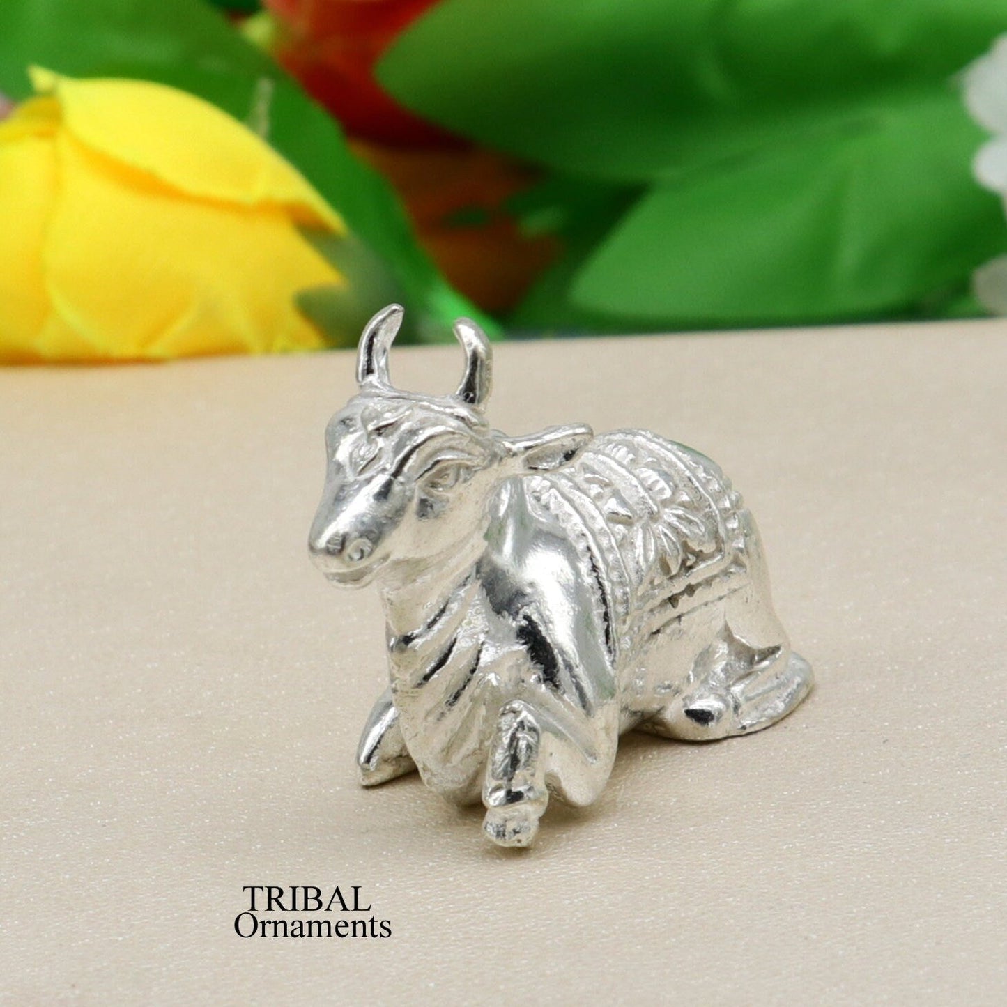 Lord Shiva Vahan Nandi Maharaj solid 925 sterling silver handmade small article for puja, best gift for lord Shiva, divine statue art499 - TRIBAL ORNAMENTS