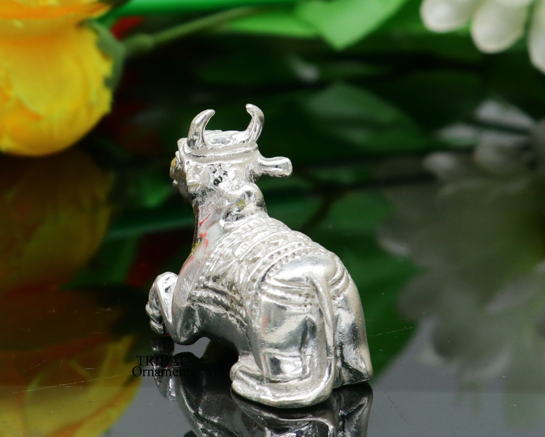 Lord Shiva Vahan Nandi Maharaj solid 925 sterling silver handmade small article for puja, best gift for lord Shiva, divine statue art499 - TRIBAL ORNAMENTS