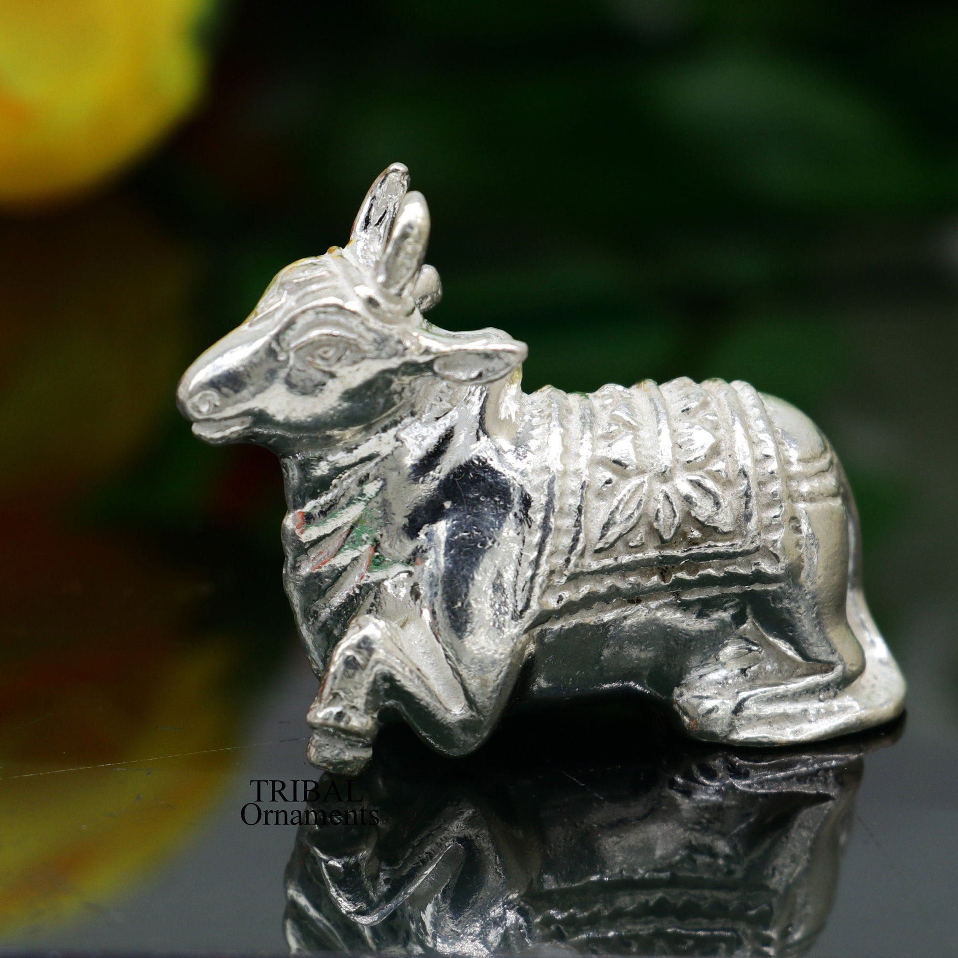 Lord Shiva Vahan Nandi Maharaj solid 925 sterling silver handmade small article for puja, best gift for lord Shiva, divine statue art499 - TRIBAL ORNAMENTS