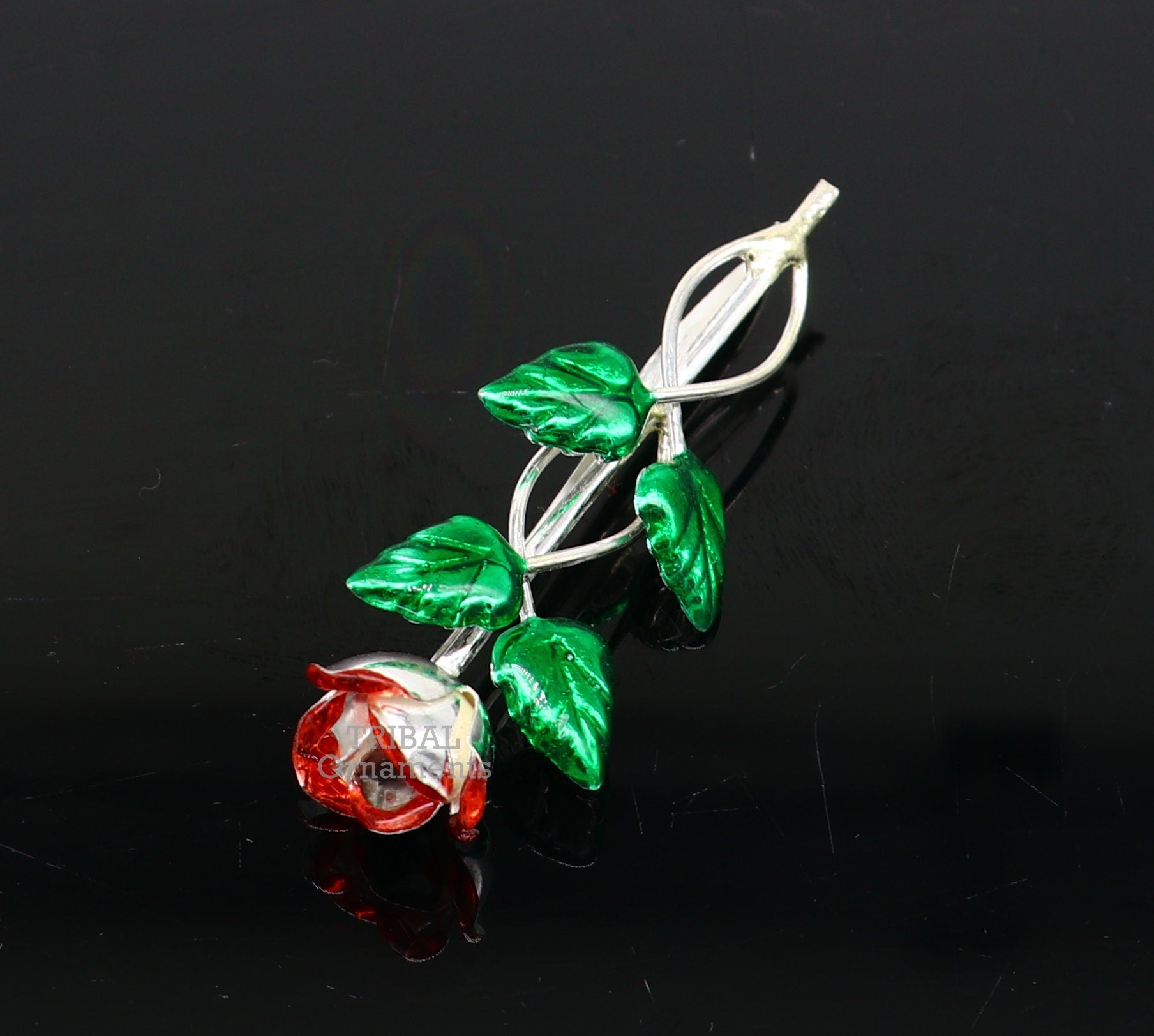 925 sterling silver handmade rose flower design men's brooch