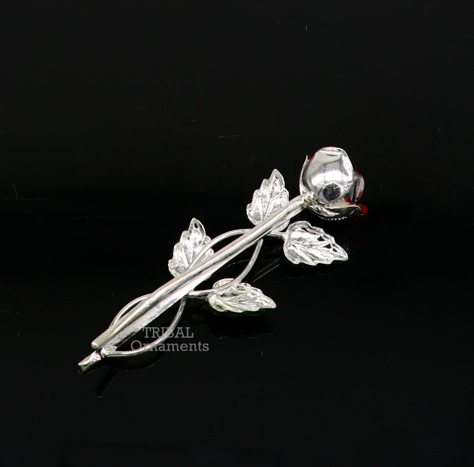 925 sterling silver handmade rose flower design men's brooch