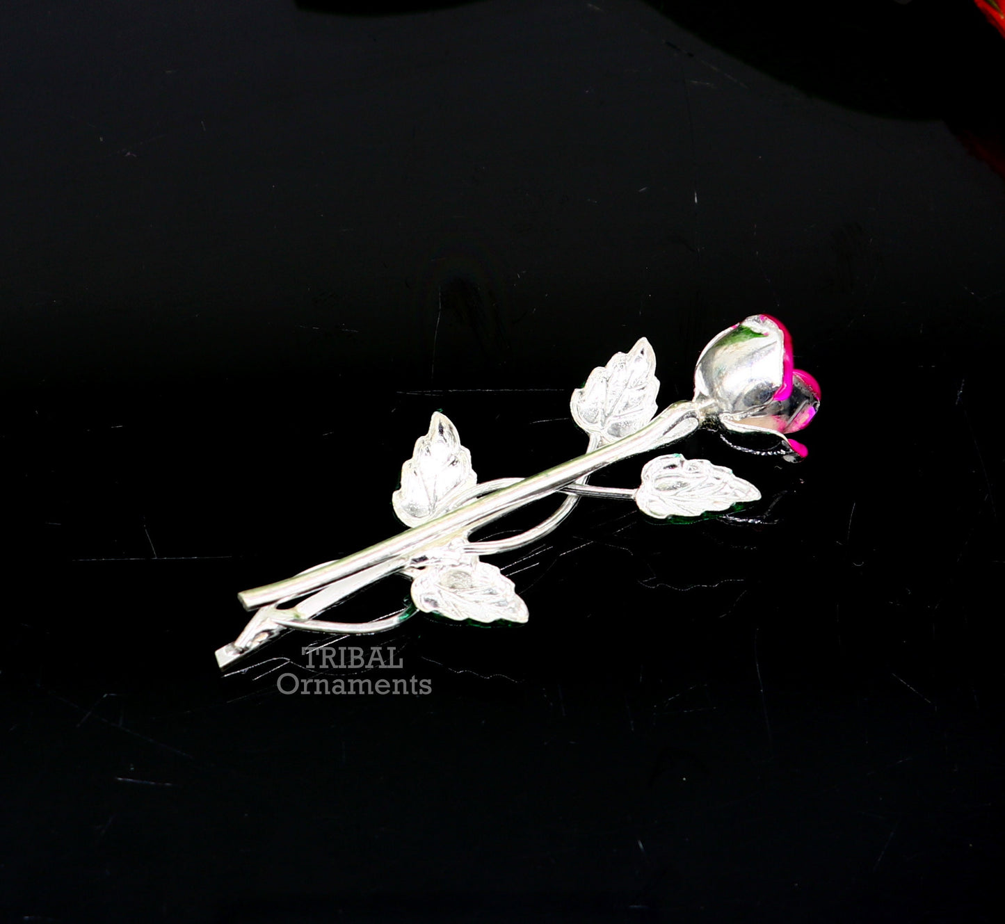 925 sterling silver handmade rose flower design men's brooch for shirt or suit blazer suit amazing wedding party jewelry for men's su746 - TRIBAL ORNAMENTS