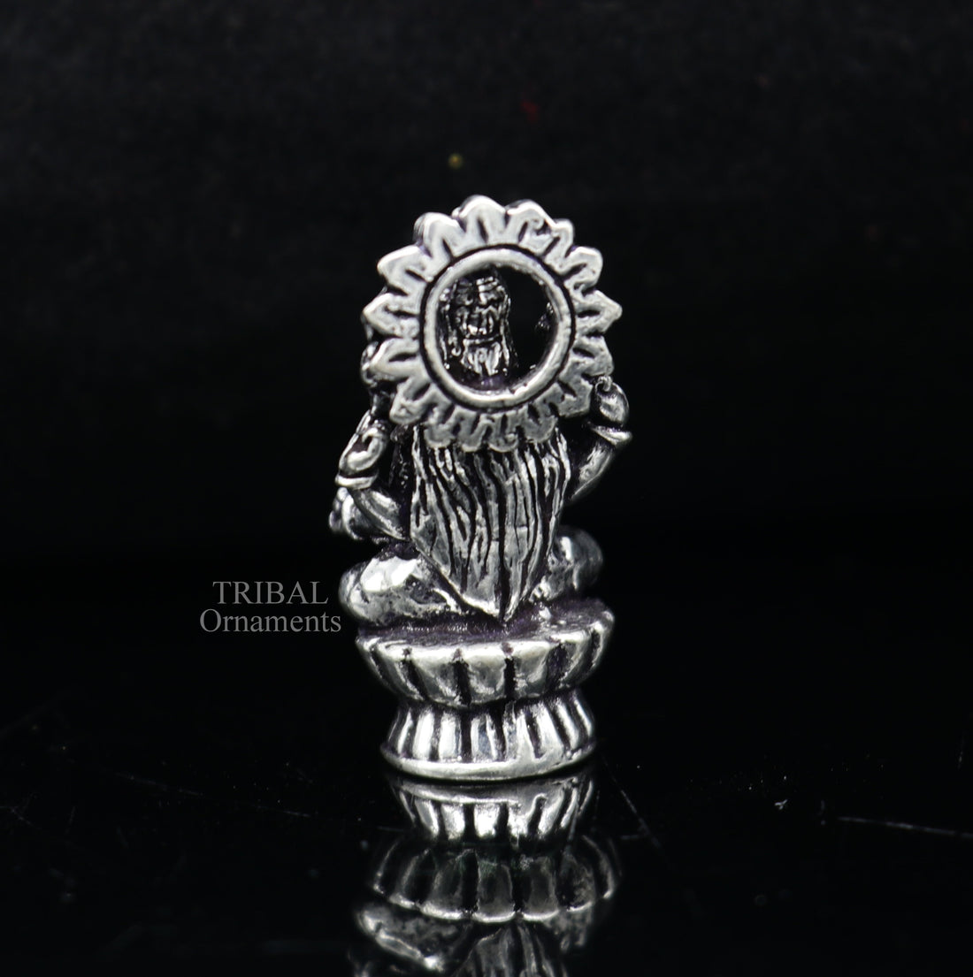 Pure 925 Sterling silver handmade  Hindu Goddess Laxmi statue, puja article figurine, home décor Diwali puja articles gifting art509 - TRIBAL ORNAMENTS