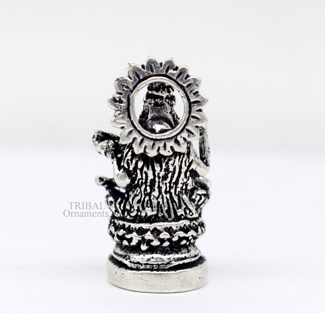 Divine goddess Sarashwati small 925 sterling silver solid article statue figurine, best home temple or car god sculpture  art514 - TRIBAL ORNAMENTS