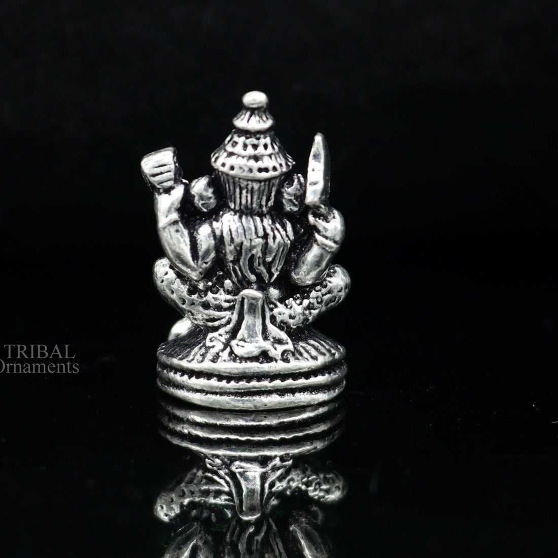 925 Sterling silver solid small lord Ganesha divine statue art, best puja figurine for home temple for wealth and prosperity art516 - TRIBAL ORNAMENTS