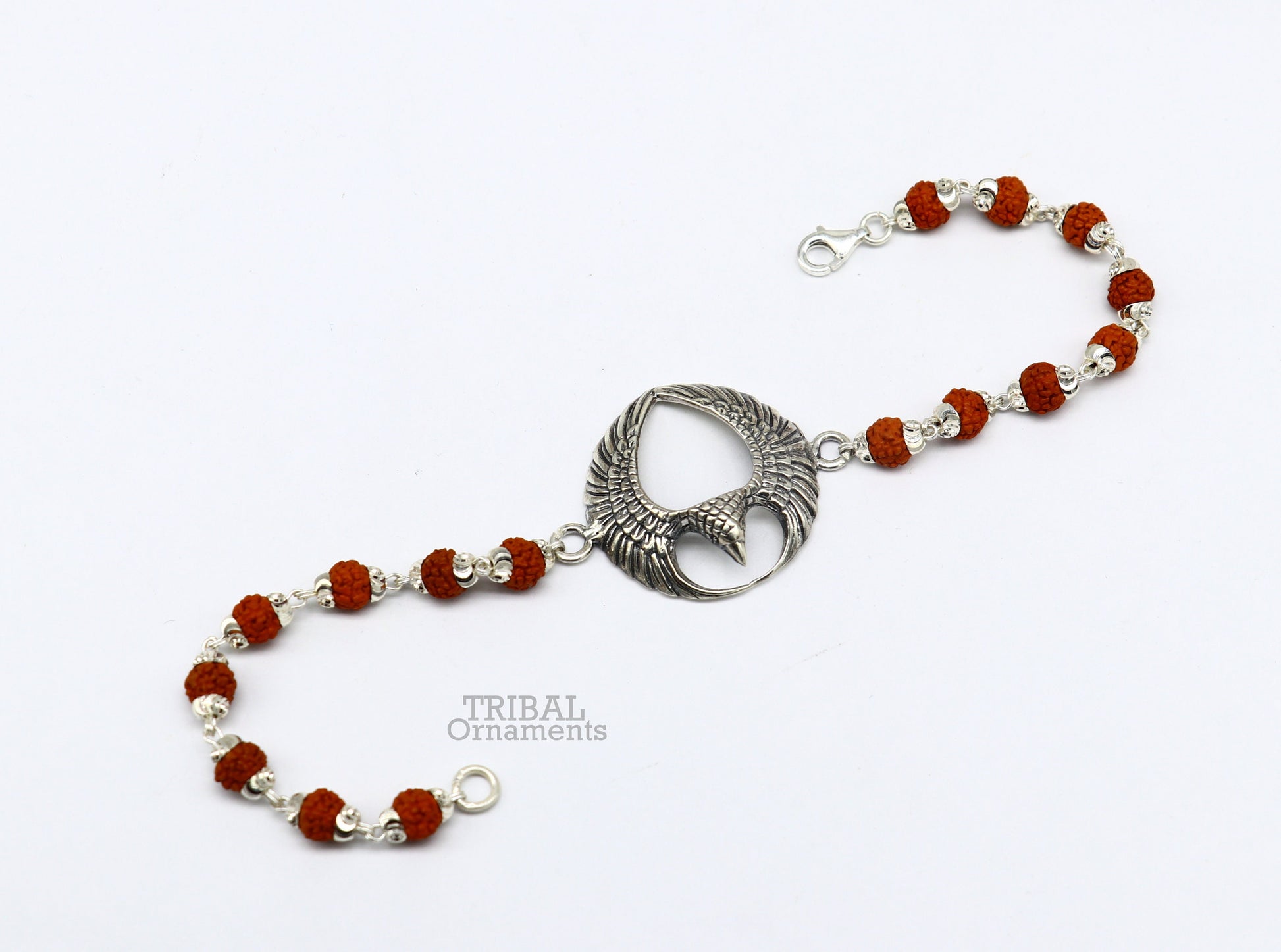 925 sterling silver handmade lord Garuda ( egal ) design Rakhi bracelet amazing Rudraksha bracelet, use as daily use jewelry rk209 - TRIBAL ORNAMENTS