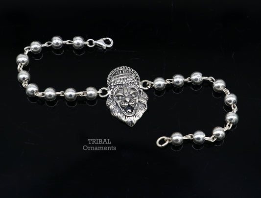 Divine 925 sterling silver handmade lord Narsimha Narsingha design Rakhi bracelet amazing beaded bracelet, use as daily use jewelry rk220 - TRIBAL ORNAMENTS