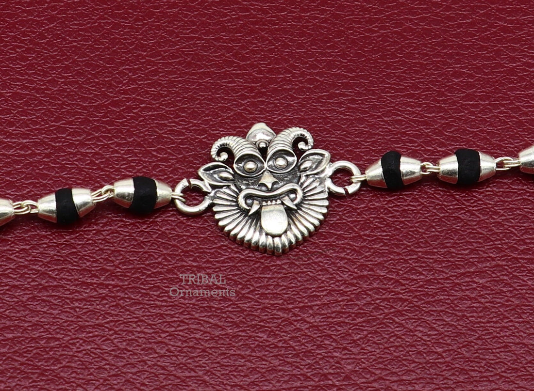 Divine holy basil rosary beaded 925 sterling silver handmade south india style Rakhi bracelet amazing bracelet daily use jewelry rk222 - TRIBAL ORNAMENTS