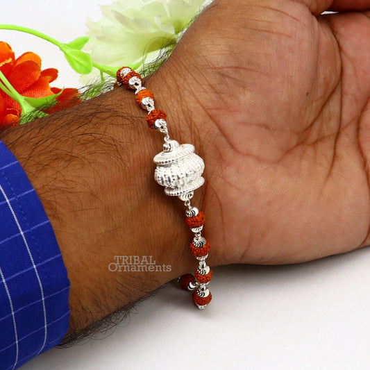 925 sterling silver handmade vintage style Rakhi bracelet amazing Rudraksha bracelet, use as daily use jewelry rk224 - TRIBAL ORNAMENTS