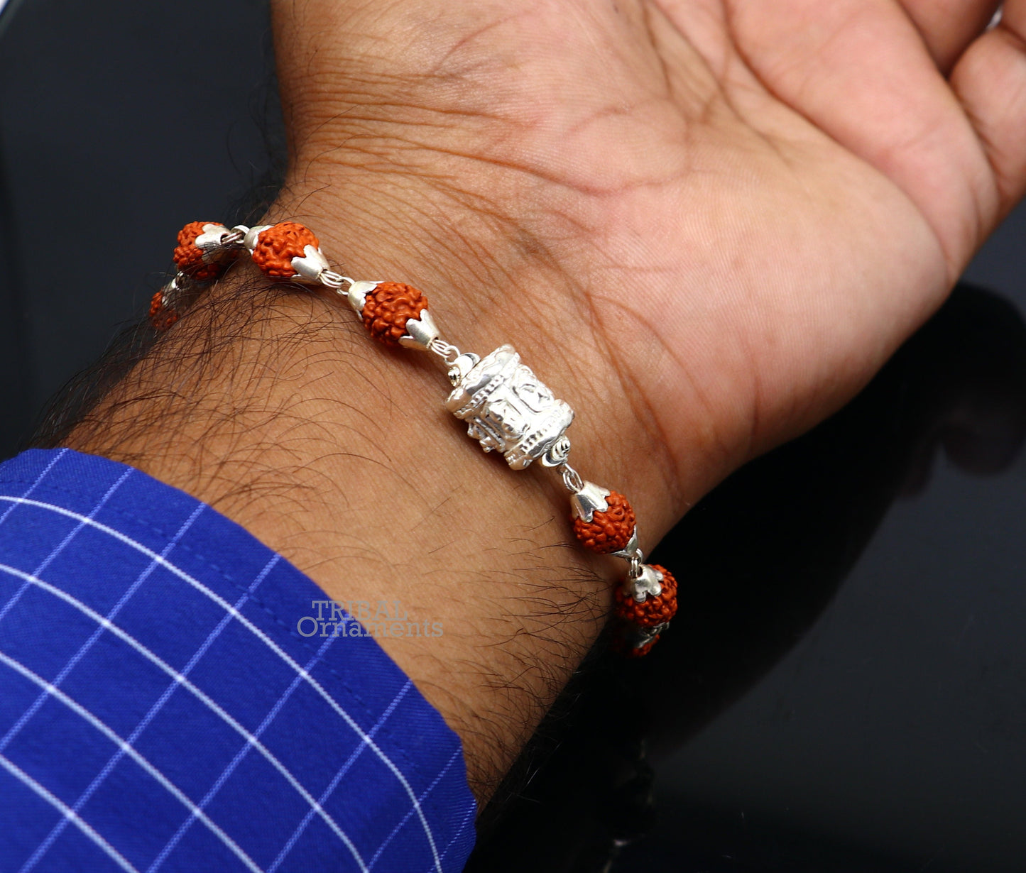 925 sterling silver handmade vintage style Rakhi bracelet amazing Rudraksha bracelet, use as daily use jewelry rk226 - TRIBAL ORNAMENTS
