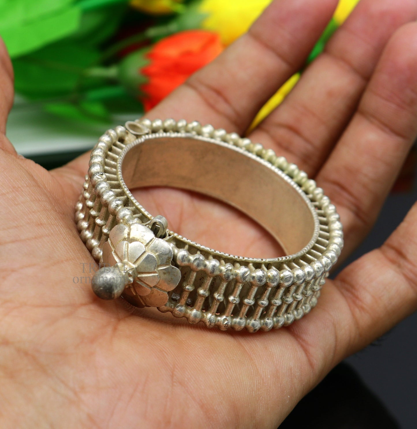 Amazing Vintage handmade original antique silver cuff bracelet , fabulous design tribal women's tribal ethnic jewelry Rajasthan India ocb21 - TRIBAL ORNAMENTS