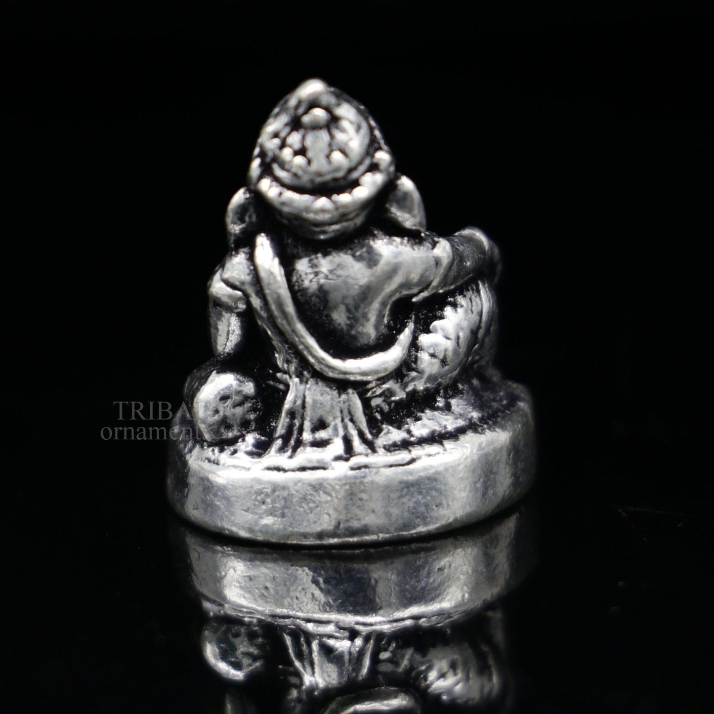 925 Sterling silver solid small Divine lord Ganesha statue art, best puja figurine for home temple for wealth and prosperity art518 - TRIBAL ORNAMENTS