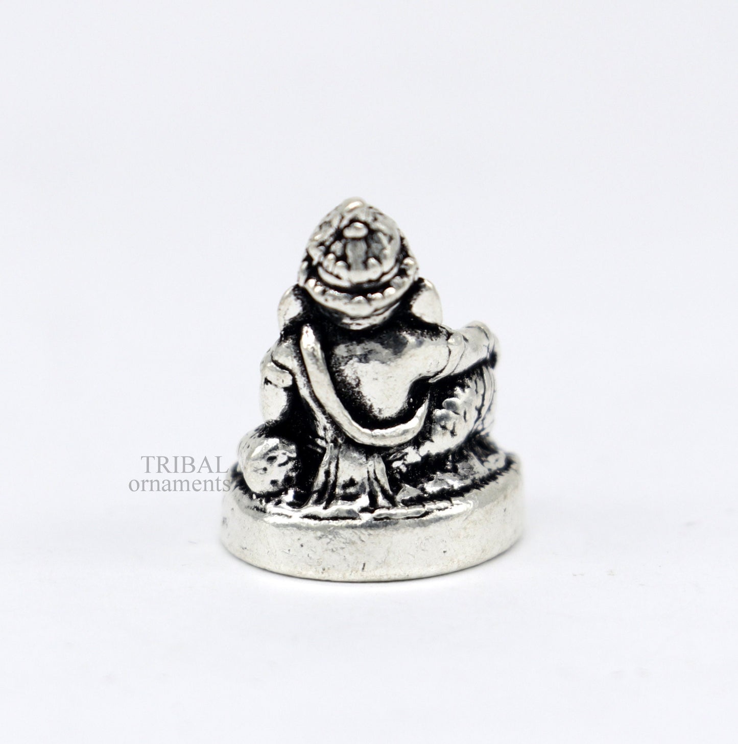 925 Sterling silver solid small Divine lord Ganesha statue art, best puja figurine for home temple for wealth and prosperity art518 - TRIBAL ORNAMENTS