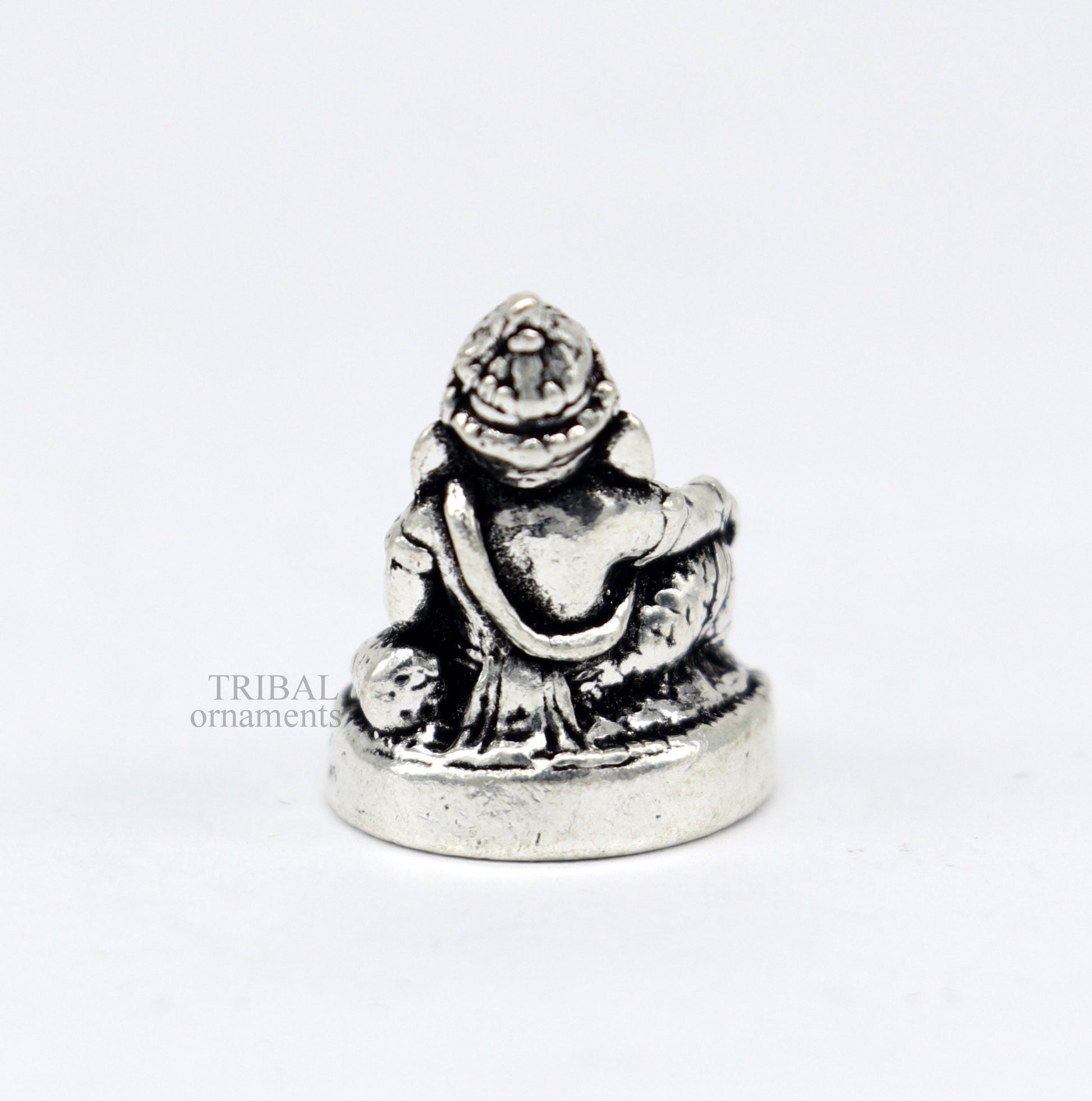 925 Sterling silver solid small Divine lord Ganesha statue art, best puja figurine for home temple for wealth and prosperity art518 - TRIBAL ORNAMENTS