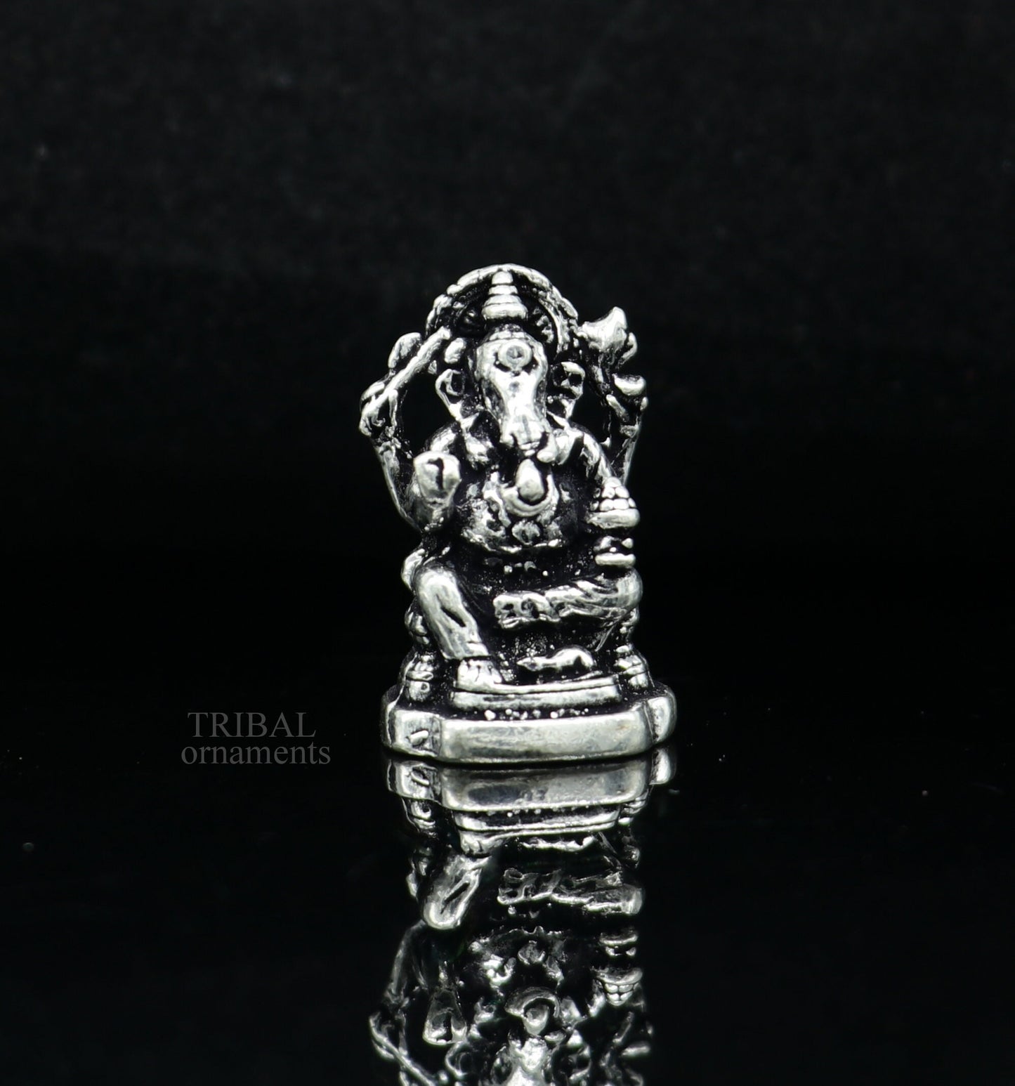 925 Sterling silver Divine lord idol Ganesha statue art, best puja figurine for home temple for wealth and prosperity gift art art521 - TRIBAL ORNAMENTS