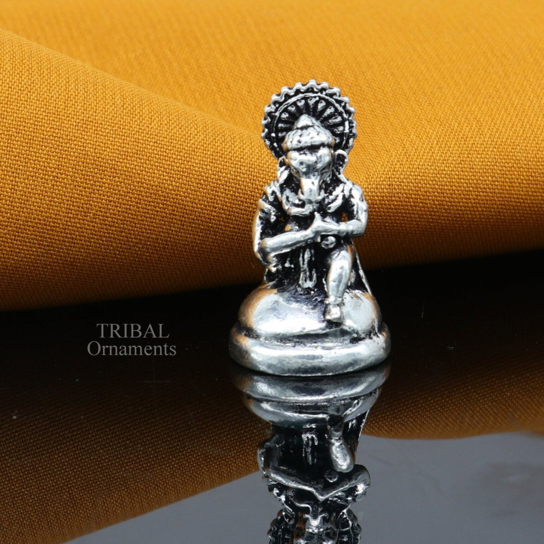 925 Sterling silver Divine lord idol Ganesha statue art, best puja figurine for home temple for wealth and prosperity gift art art523 - TRIBAL ORNAMENTS