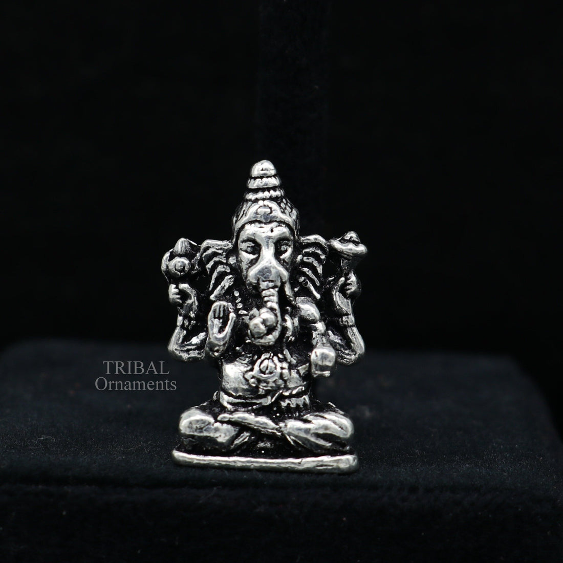 925 Sterling silver Divine lord Ganesha statue art, best puja figurine for home temple for wealth and prosperity gift art art524 - TRIBAL ORNAMENTS