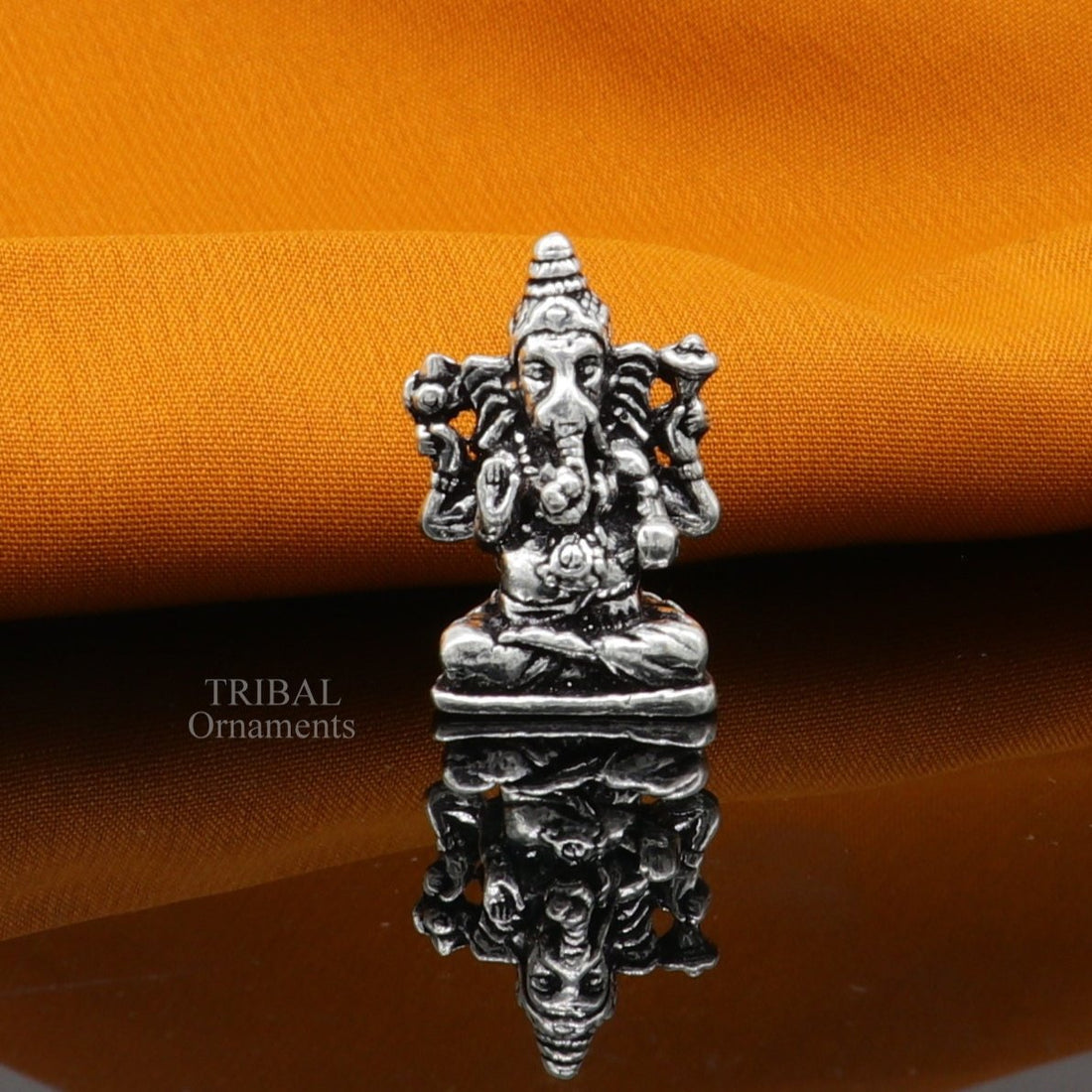 925 Sterling silver Divine lord Ganesha statue art, best puja figurine for home temple for wealth and prosperity gift art art524 - TRIBAL ORNAMENTS