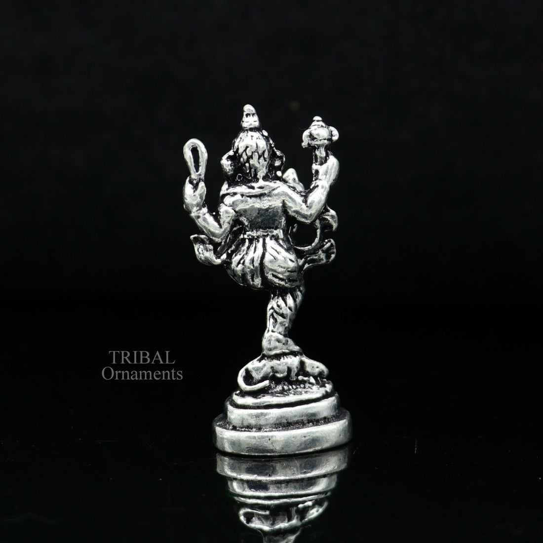 925 Sterling silver Divine lord Ganesha dancing statue art, best puja figurine for home temple for wealth and prosperity gift art art525 - TRIBAL ORNAMENTS