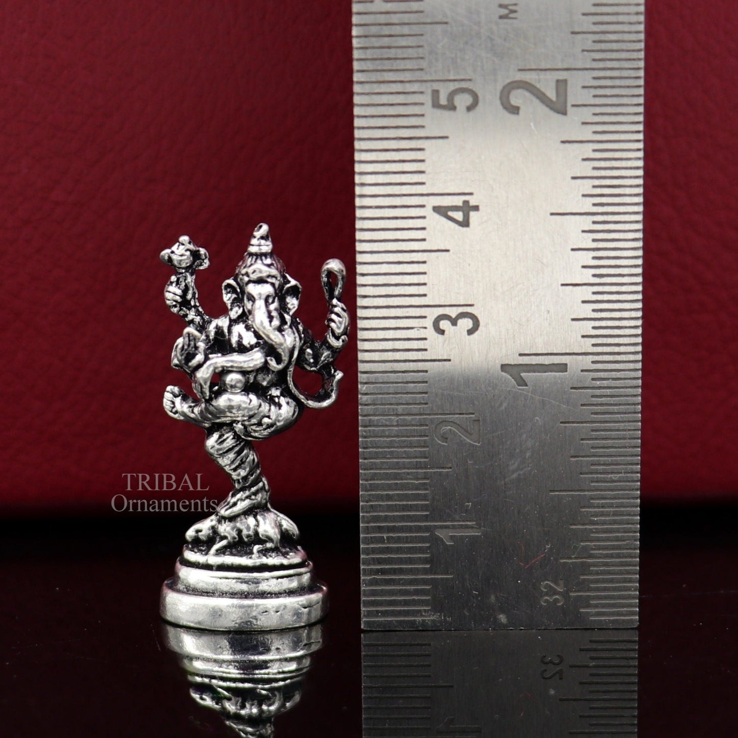 925 Sterling silver Divine lord Ganesha dancing statue art, best puja figurine for home temple for wealth and prosperity gift art art525 - TRIBAL ORNAMENTS