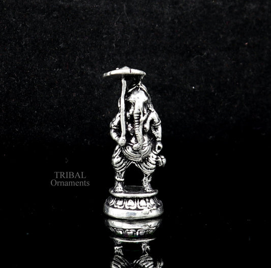 925 Sterling silver Divine lord Ganesha standing statue art, best puja figurine for home temple for wealth and prosperity gift art art526 - TRIBAL ORNAMENTS
