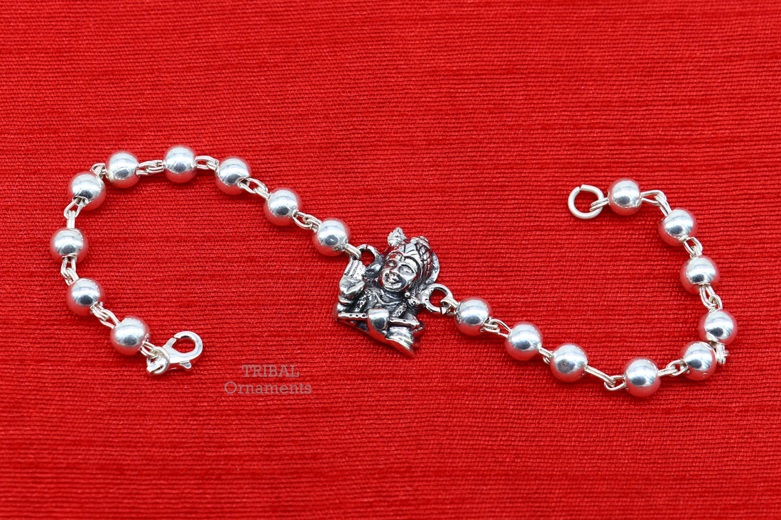 925 Sterling silver divine lord Krishna Rakhi or bracelet best gift for your brother's for special personalized gifing rk239 - TRIBAL ORNAMENTS