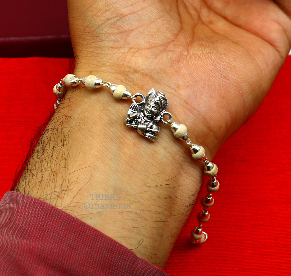 925 Sterling silver divine lord Krishna Rakhi or bracelet best gift for your brother's for special personalized gifing rk239 - TRIBAL ORNAMENTS