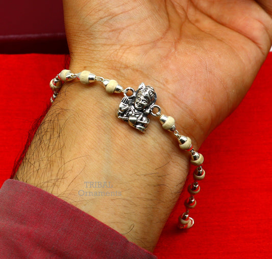 925 Sterling silver divine lord Krishna Rakhi or bracelet best gift for your brother's for special personalized gifing rk239 - TRIBAL ORNAMENTS