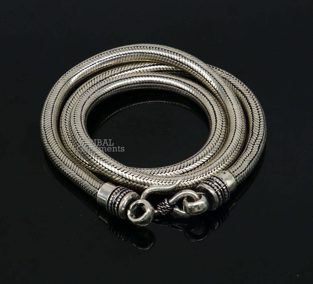 6 mm solid 925 sterling silver handmade snake chain necklace chain, oxidized silver trendy chain ch159 - TRIBAL ORNAMENTS