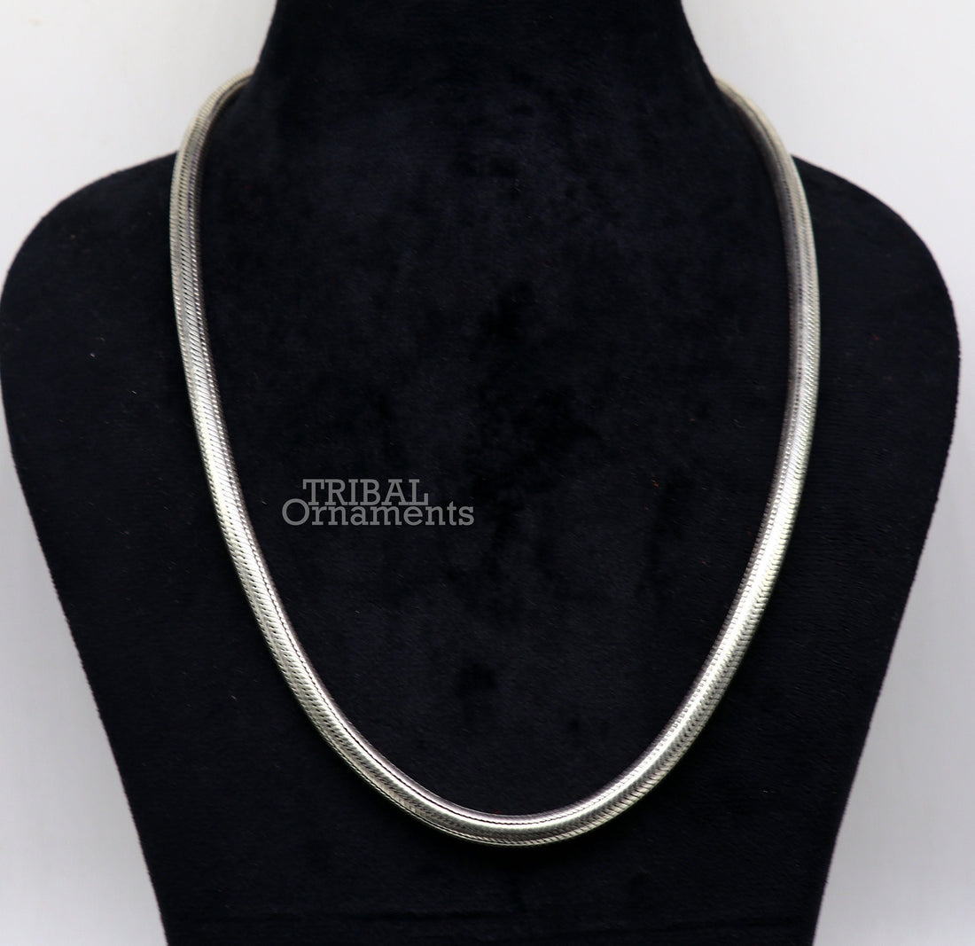 6 mm solid 925 sterling silver handmade snake chain necklace chain, oxidized silver trendy chain ch159 - TRIBAL ORNAMENTS