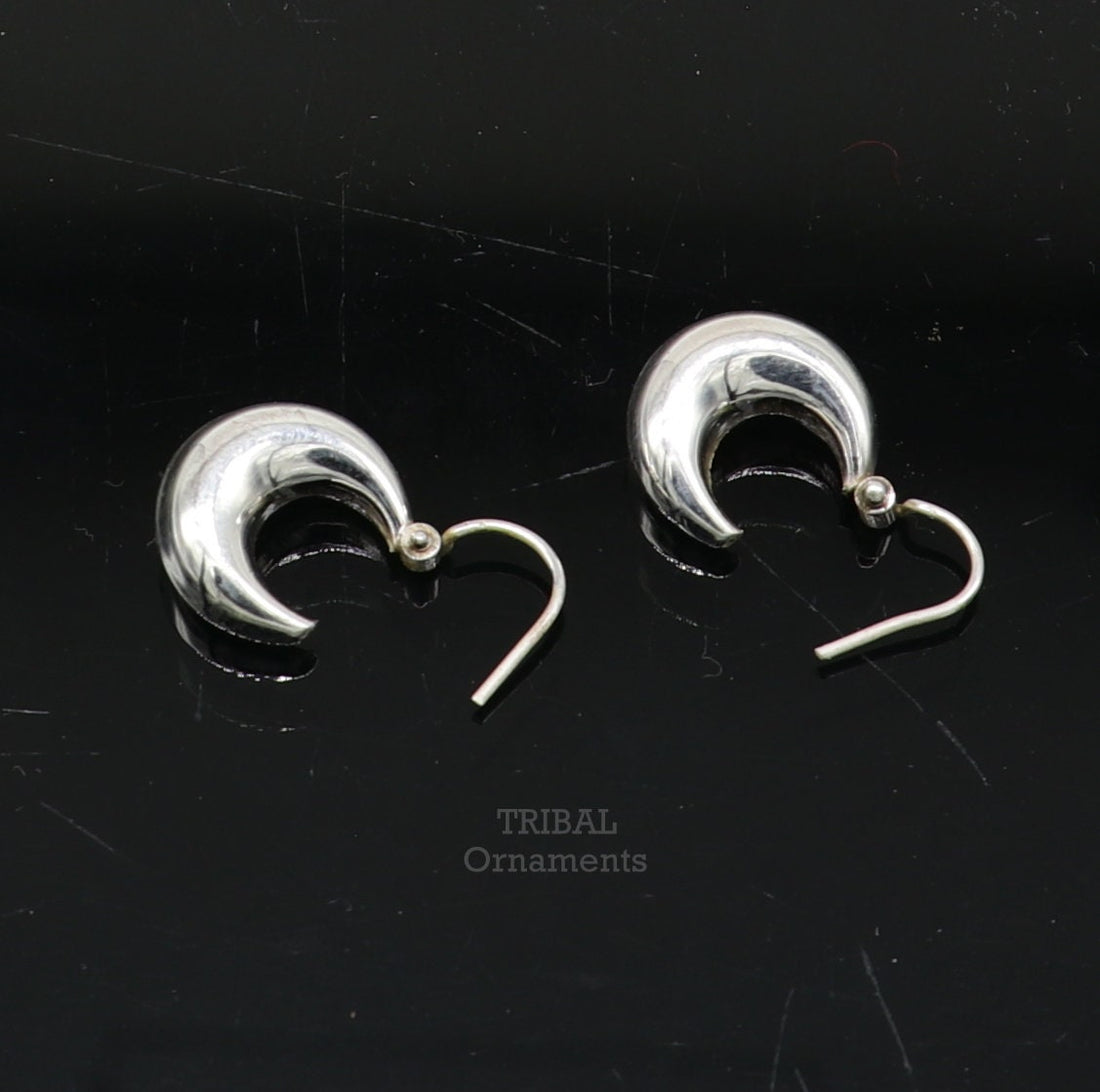 Vintage Design 925 sterling silver fabulous hoops earring, tribal kundal earring from Rajasthan India, best gifting unisex jewelry ear1246 - TRIBAL ORNAMENTS