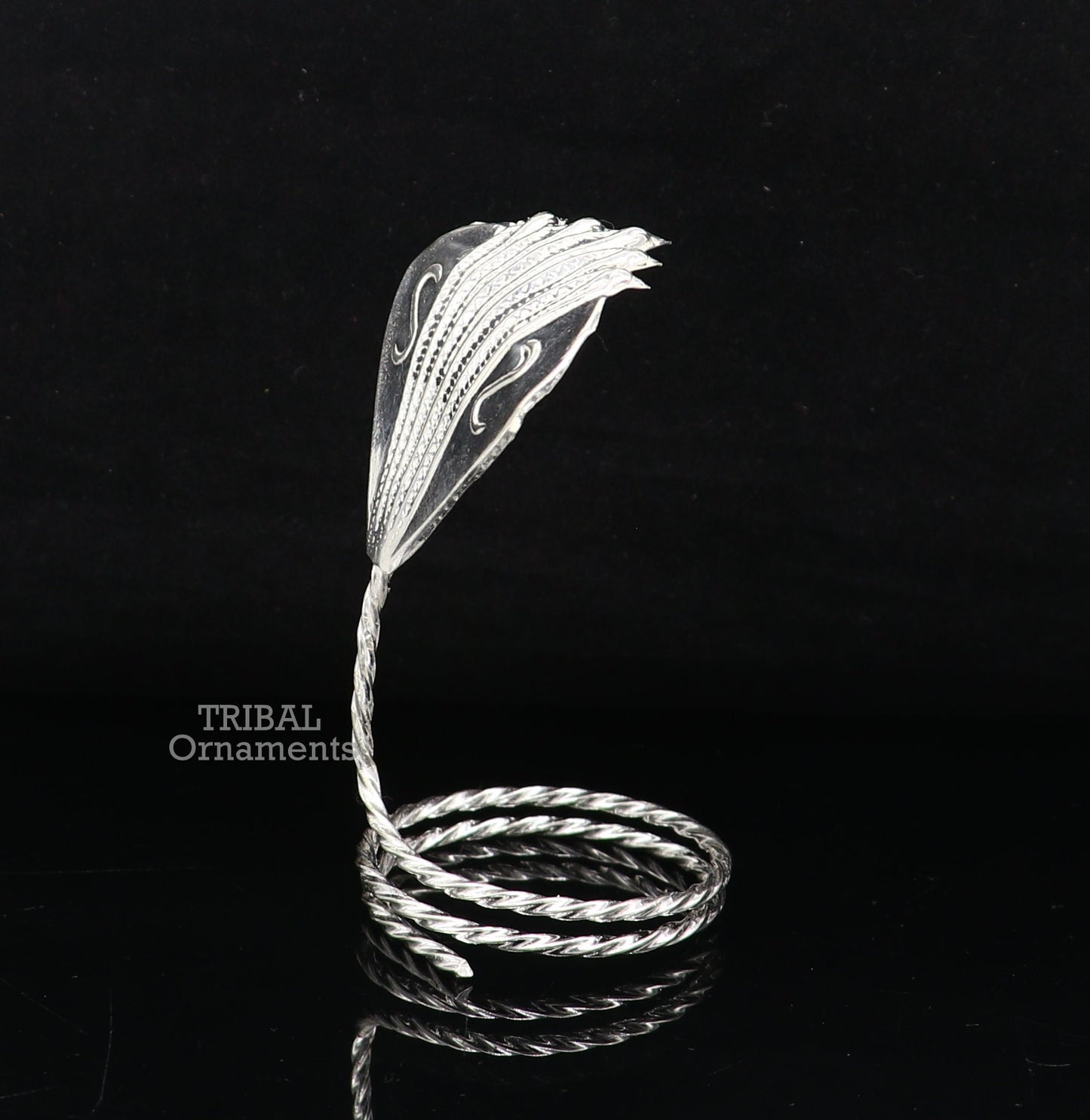 Solid silver handmade Divine Sheshnag mini panchmukhi snake or shiva snake for puja or worshipping, solid Diwali puja article su740 - TRIBAL ORNAMENTS