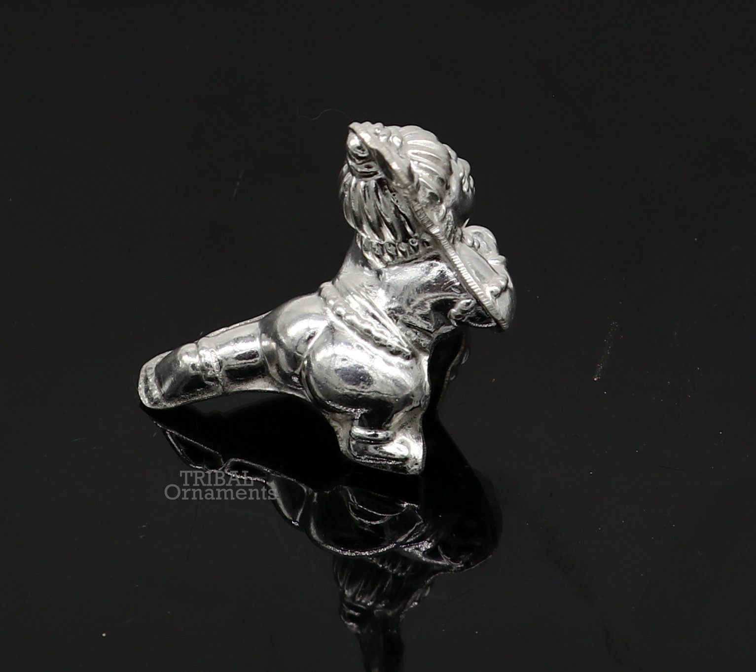 Sterling silver handmade Indian idol little baby Krishna, Ladu Gopal, small statue sculpture home temple balgopal puja art, utensils su742 - TRIBAL ORNAMENTS