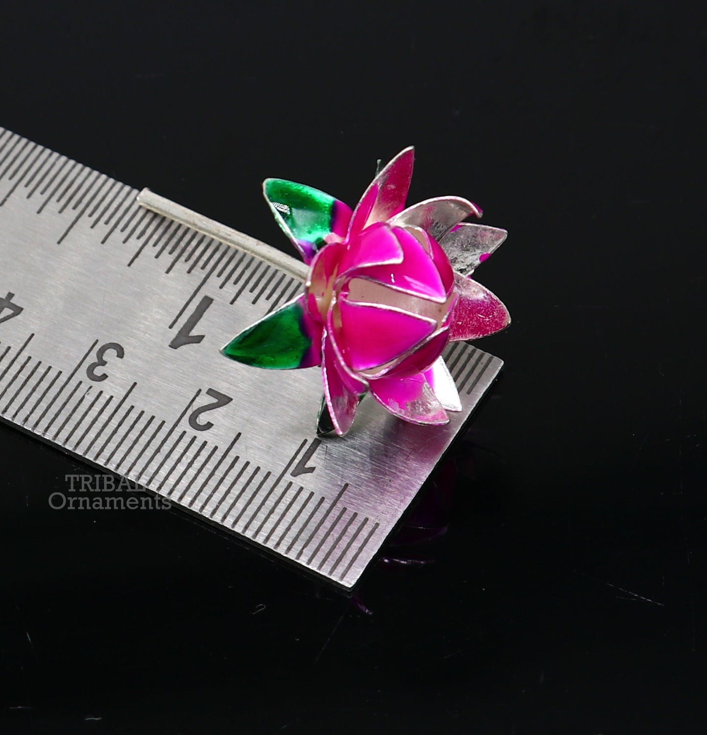 925 sterling silver handmade small lotus flower puja god temple article, excellent customized enamel silver worshipping articles su0744 - TRIBAL ORNAMENTS