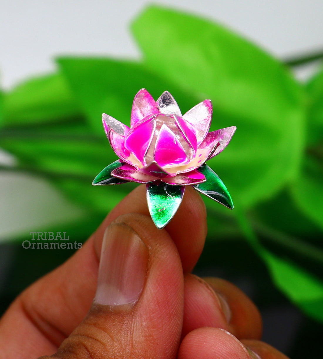 925 sterling silver handmade small lotus flower puja god temple article, excellent customized enamel silver worshipping articles su0744 - TRIBAL ORNAMENTS