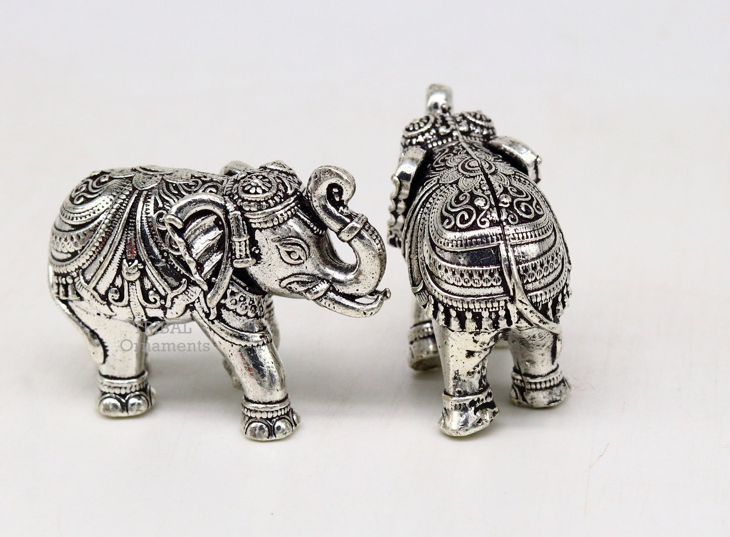 Sterling silver handmade design customized upper trunk Elephant statue, puja article figurine, home décor Diwali puja gift art537 - TRIBAL ORNAMENTS