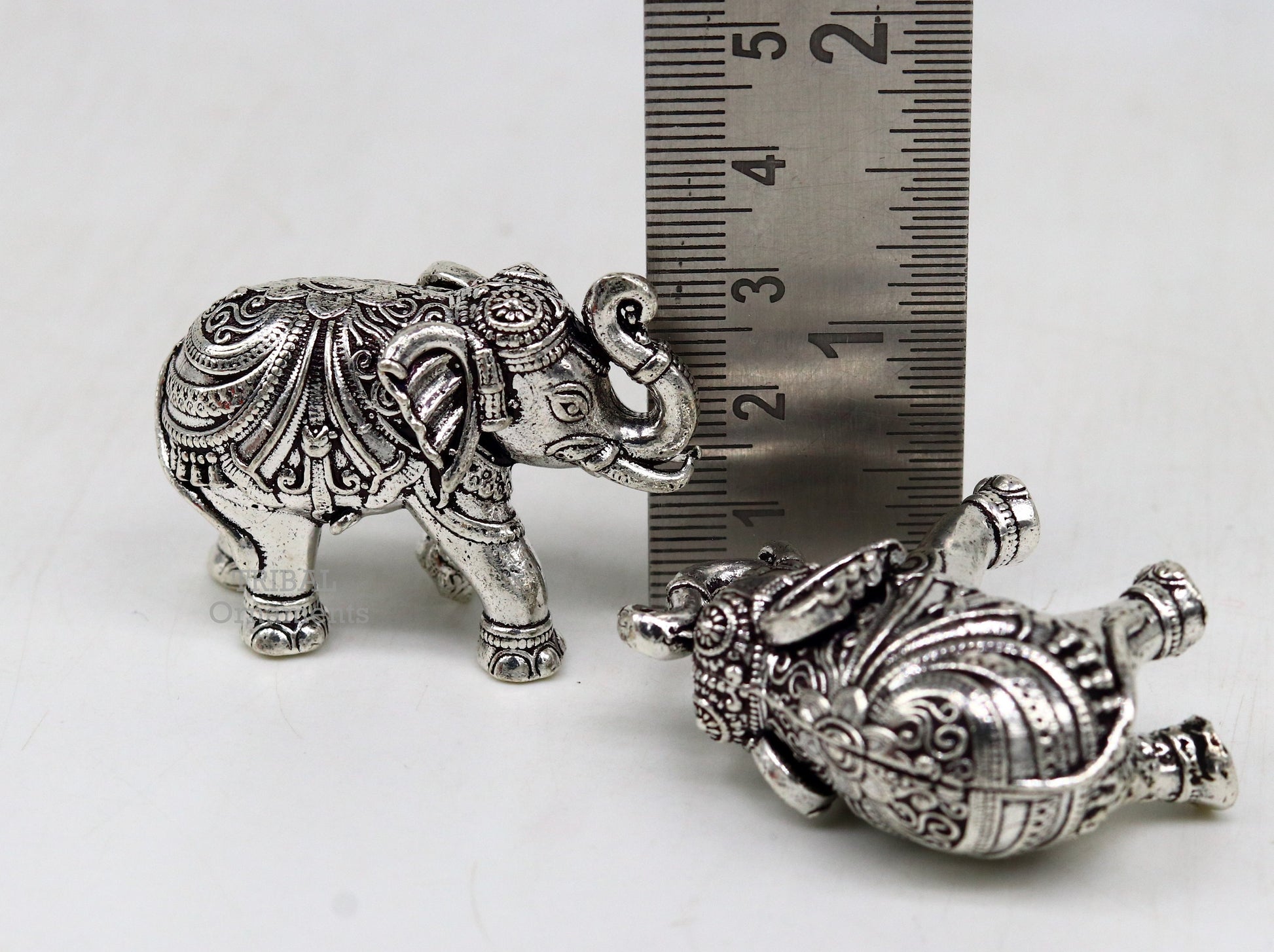 Sterling silver handmade design customized upper trunk Elephant statue, puja article figurine, home décor Diwali puja gift art537 - TRIBAL ORNAMENTS