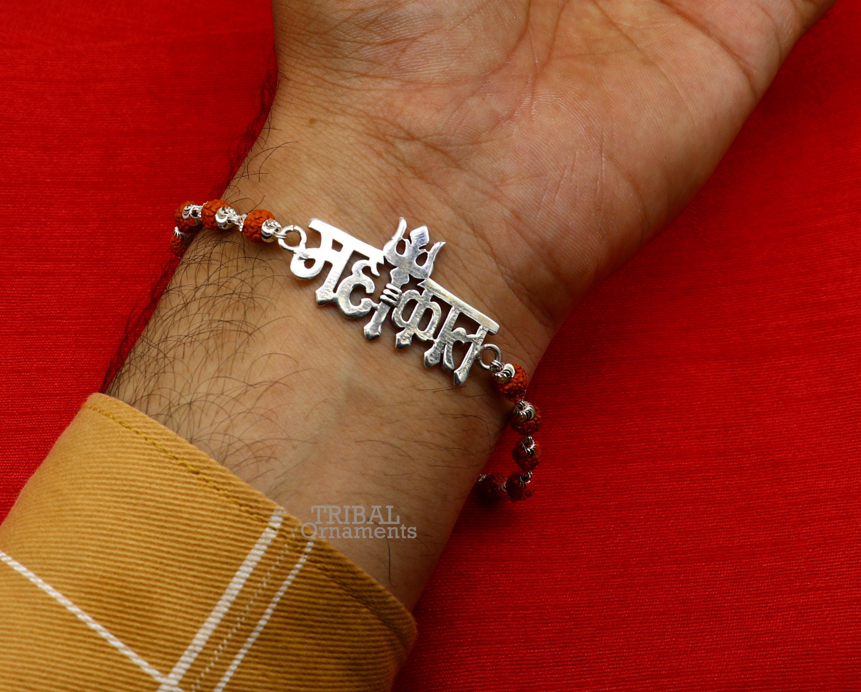 Silver Plated Brass Rudraksha Shiv Mahakal Damroo Om Kada Free Size For  Mens & Boys at Rs 299.00 | Rudraksha Bracelet | ID: 2849579181888