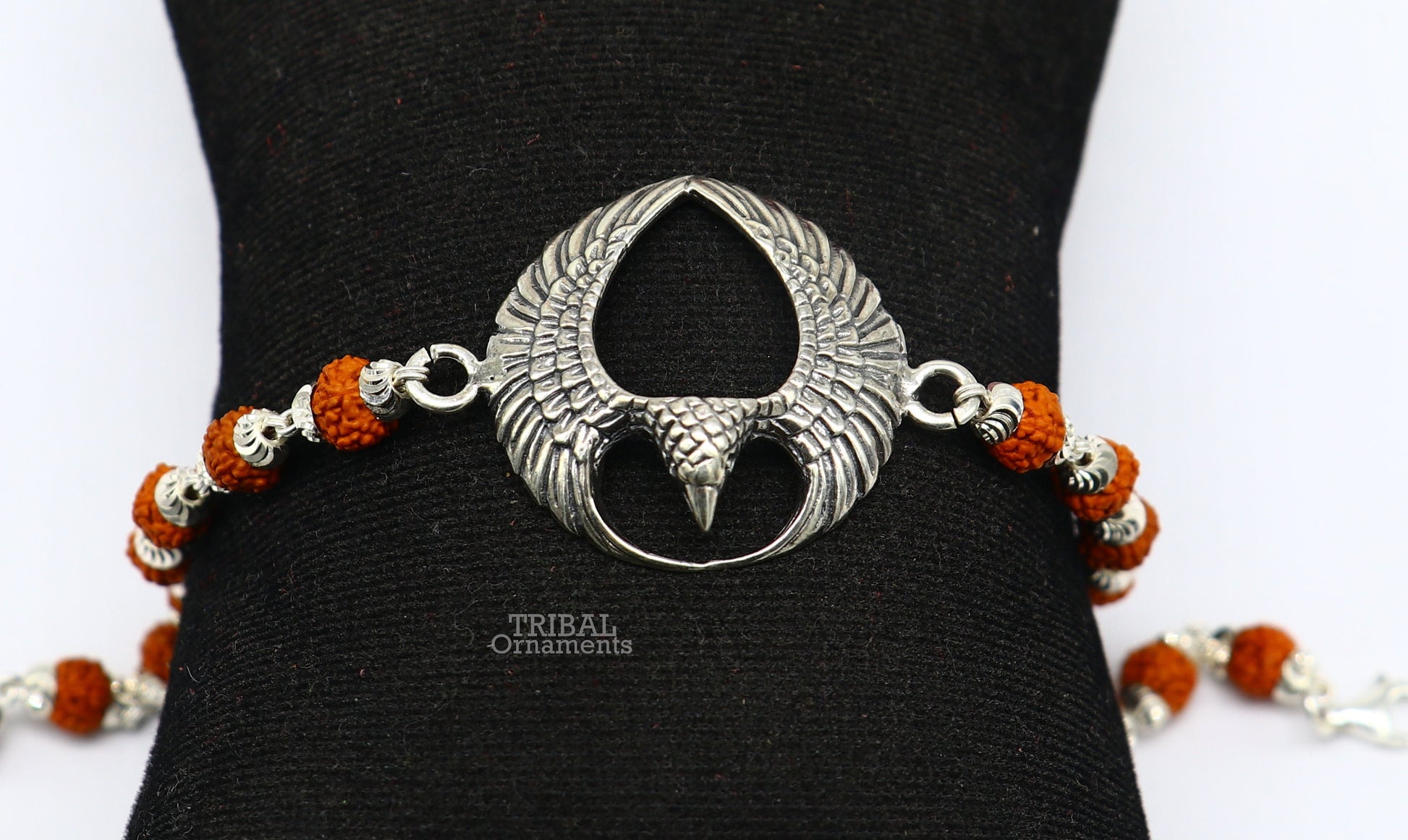 925 sterling silver handmade lord Garuda ( egal ) design Rakhi bracelet amazing Rudraksha bracelet, use as daily use jewelry rk209 - TRIBAL ORNAMENTS