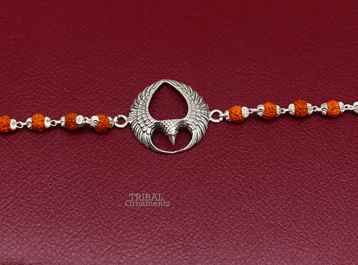 925 sterling silver handmade lord Garuda ( egal ) design Rakhi bracelet amazing Rudraksha bracelet, use as daily use jewelry rk209 - TRIBAL ORNAMENTS