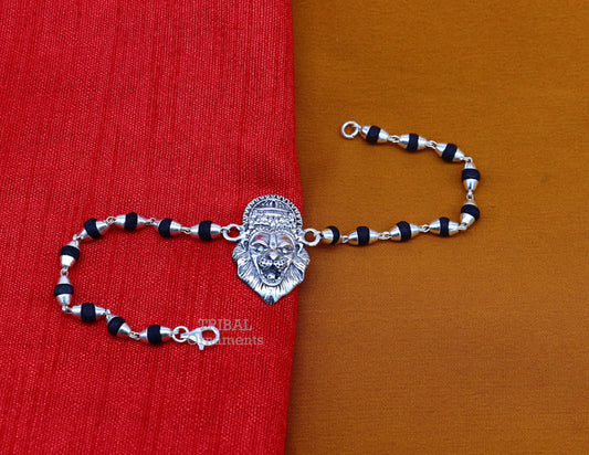 Divine holy basil rosary beaded 925 sterling silver handmade lord Narsimha Narsingha design Rakhi bracelet use as daily use jewelry rk221 - TRIBAL ORNAMENTS