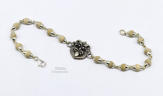 Divine holy basil rosary beaded 925 sterling silver handmade south india style Rakhi bracelet amazing bracelet daily use jewelry rk222 - TRIBAL ORNAMENTS